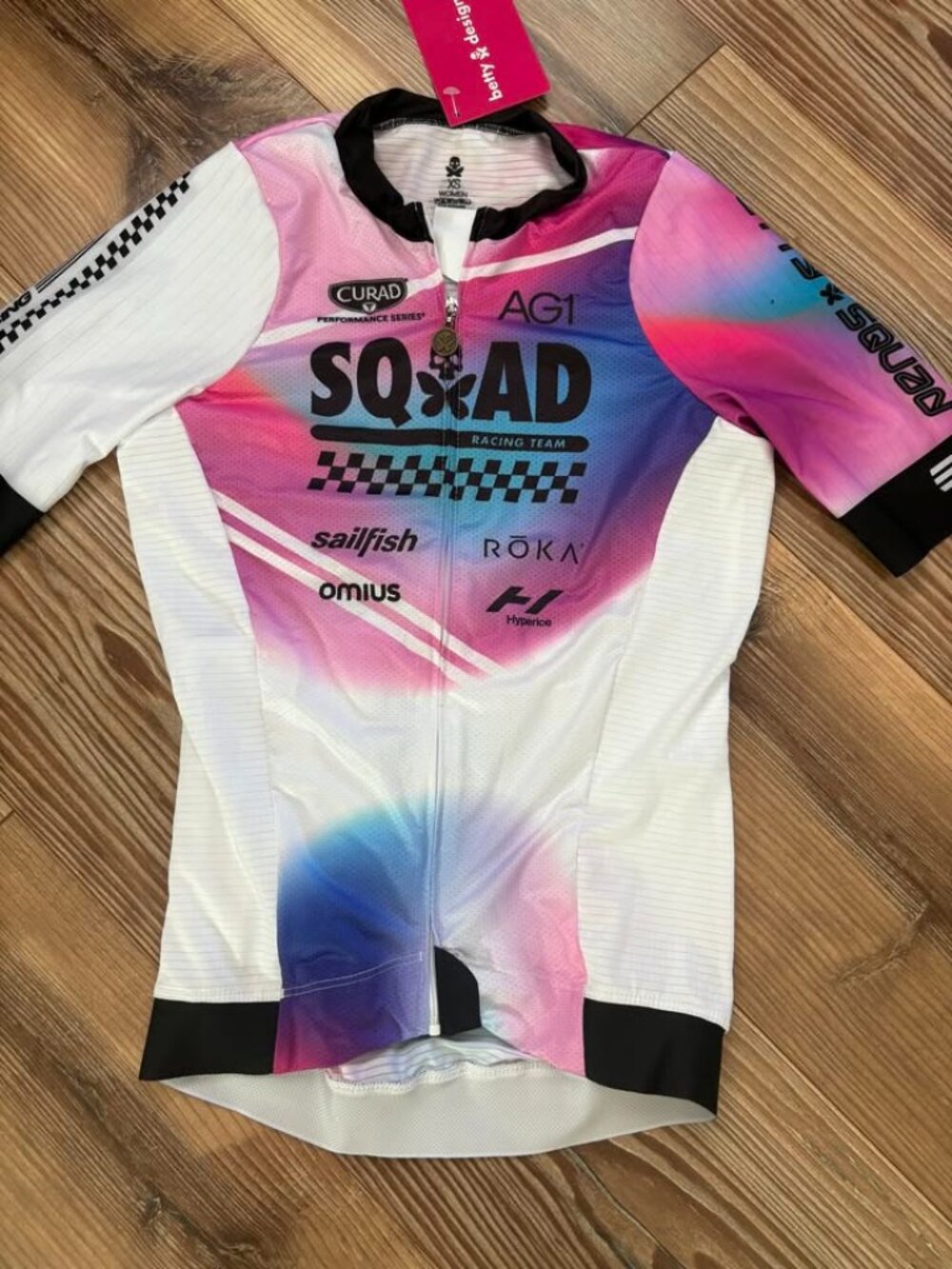 Betty Designs purple pink blue colorway NWT cycling jersey XS